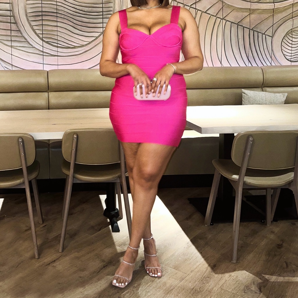 Herve Leger Pink Bandage Dress